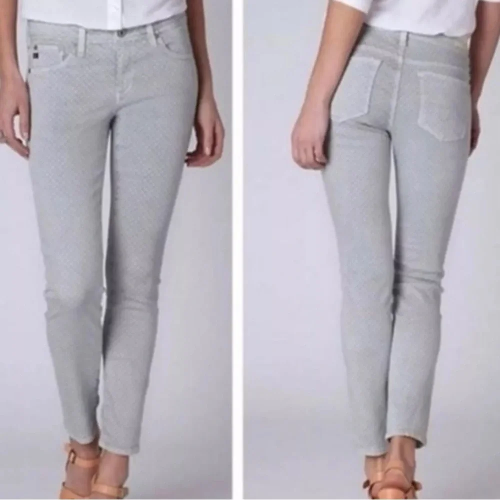 AG Adriano Goldschmied Jeans Womens 27 Stevie Ankle Slim Straight Gray Polka Dot